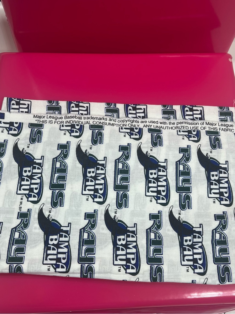 Tampa Bay Rays Logo Vintage Fabric 100% Cotton Navy on White 24” x 58” wide
